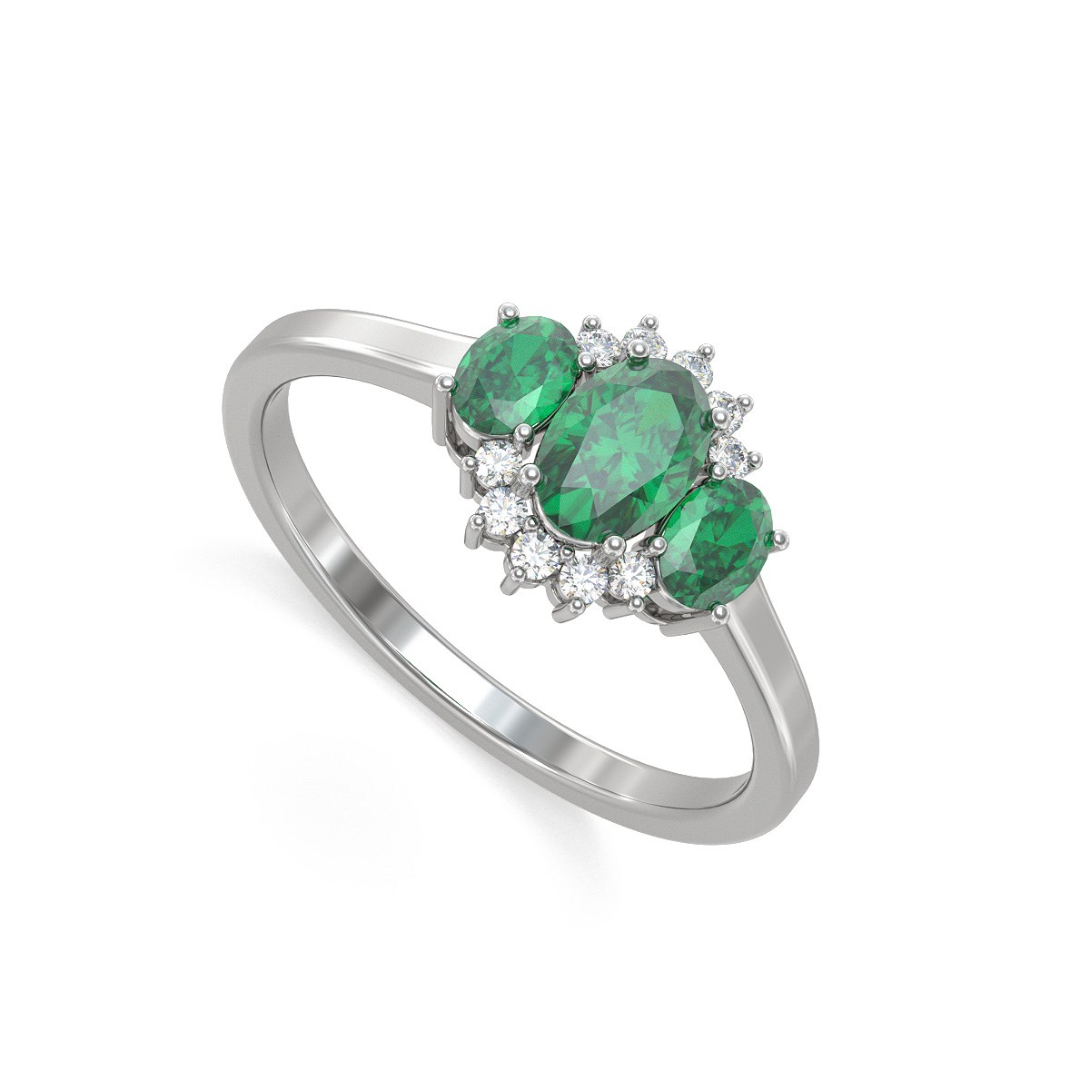 Bague ADEN Emeraude et diamants sur Argent 925 1.358grs