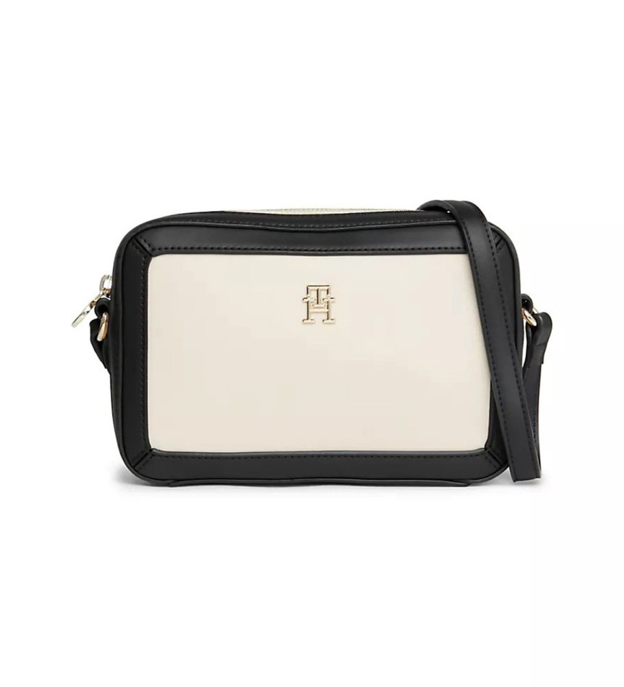 Bolsa de ombro Tommy Hilfiger Essential com acabamentos brancos contrastantes.