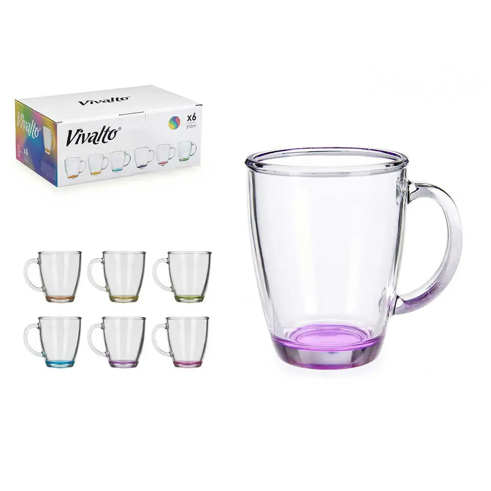 Vivalto Koffie/thee glazen - 6x stuks - glas - met tint - 310 ml