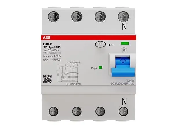 ABB Fejlstrømsafbryder (RCD) 40A 30mA, 4P, type B, 72mm bred