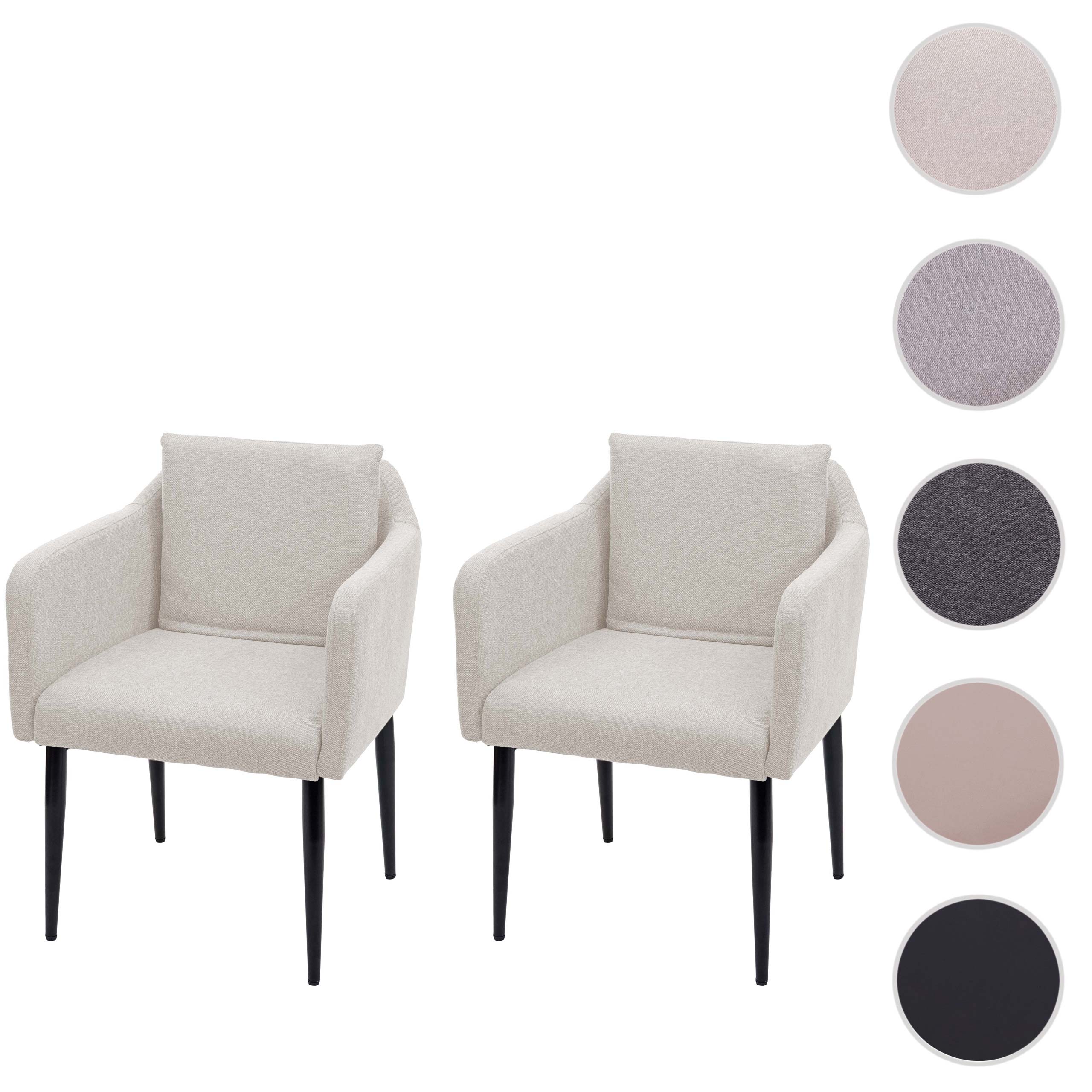 2er-Set Esszimmerstuhl MCW-H93, Küchenstuhl Lehnstuhl Stuhl ~ Stoff/Textil creme-beige