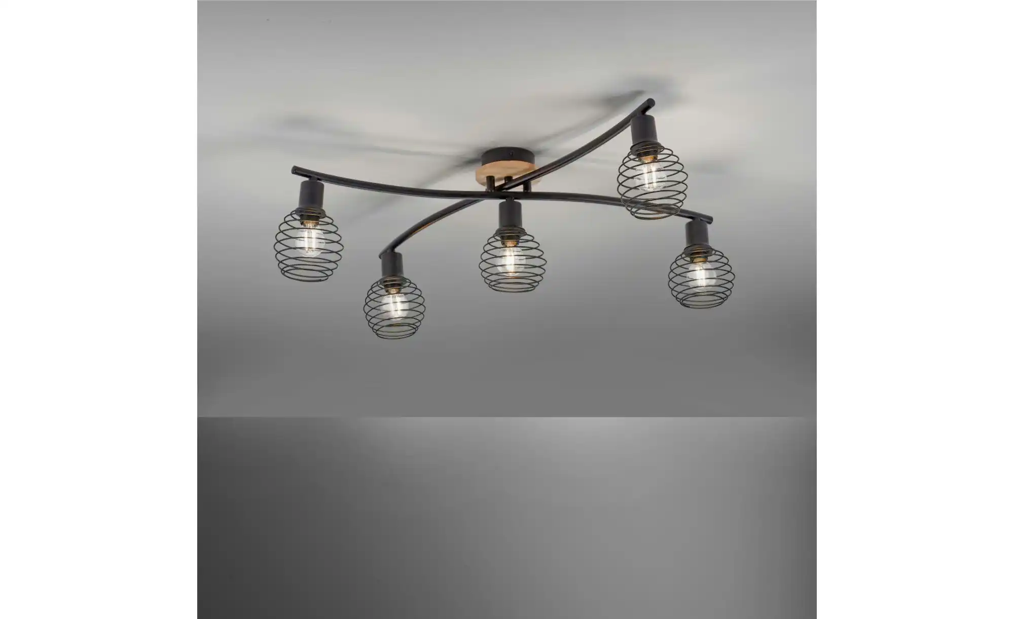 Paul Neuhaus Deckenleuchte, 5-flammig, Holz/Metall