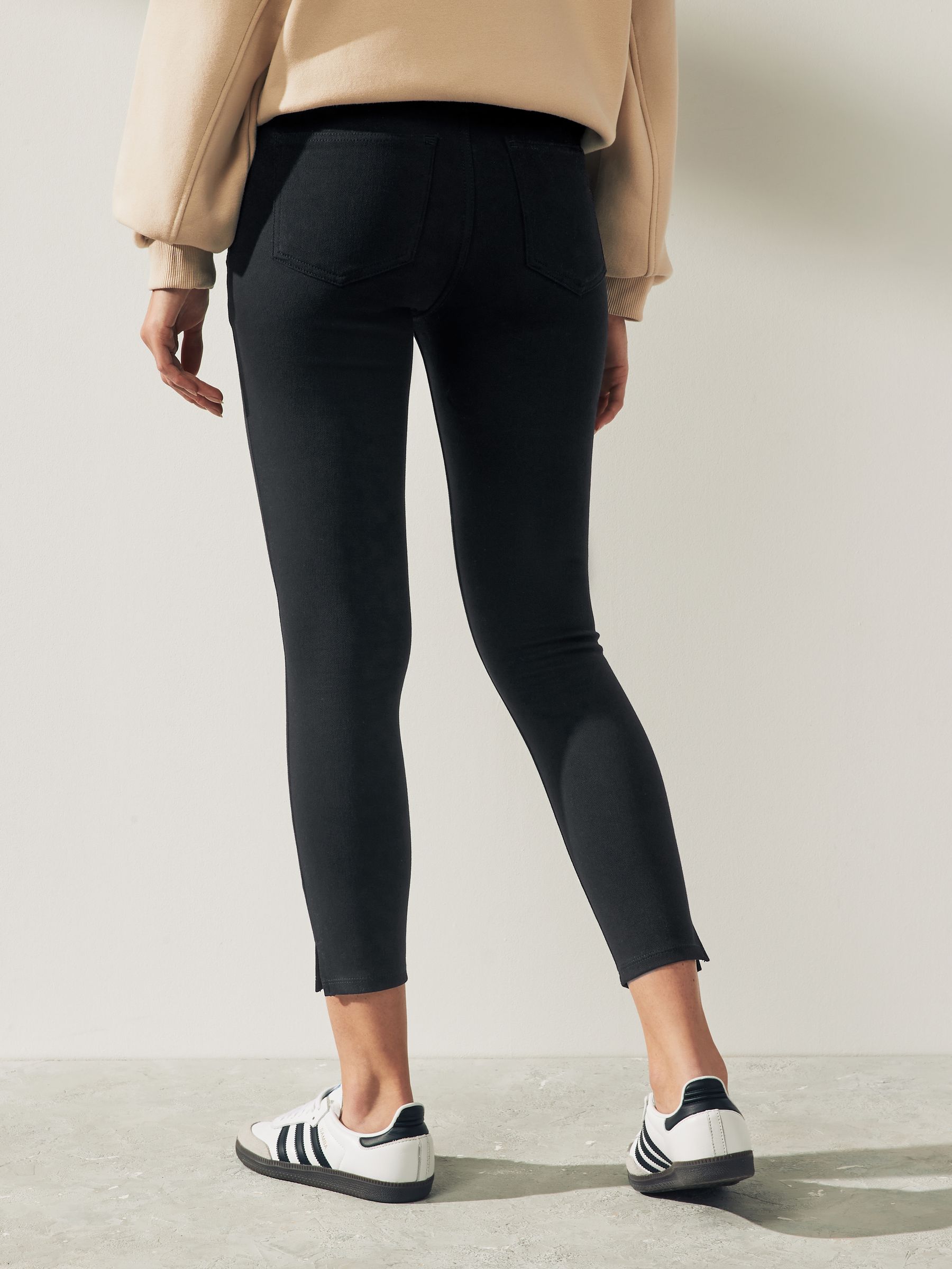 Zwart - Cropped denim jersey legging