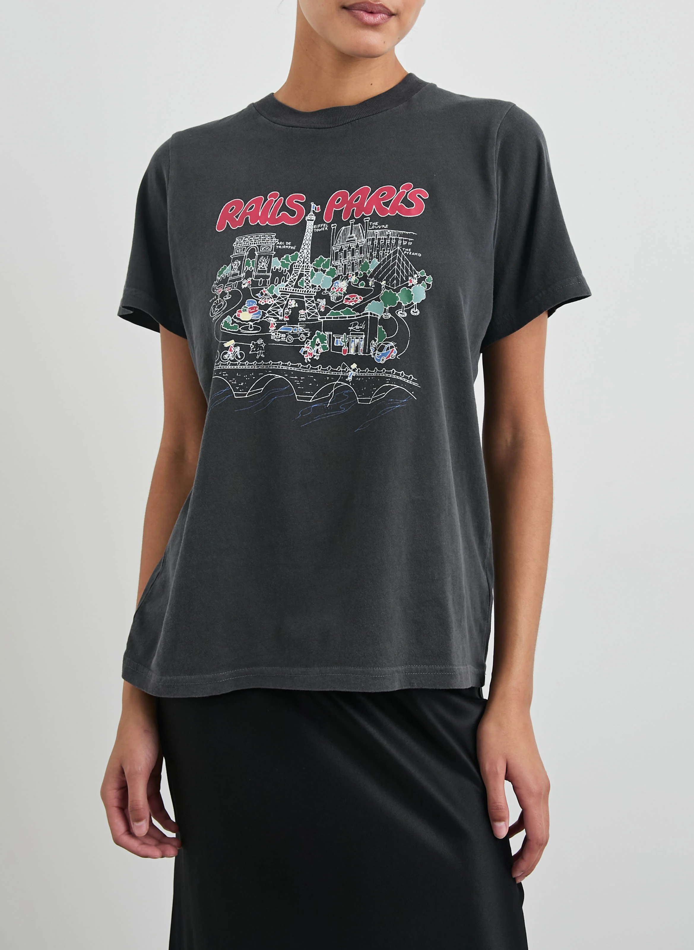 BOYFRIEND - Tee-shirt droit col rond sérigraphié en coton | Noir