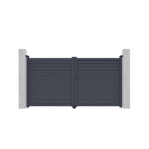 Vente Unique Portão de Batente em Alumínio Estilo Persiana de C305 x A166 cm Antracite Viazo