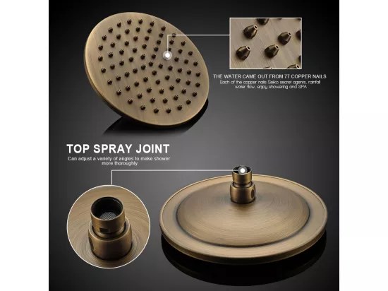 AURALUM MAX Colonne de douche en laiton Bronze Rétro,Ensemble de Douche avec Mitigeur Mécanique,Système Douche Hauteur Réglable pour Salle de Bain