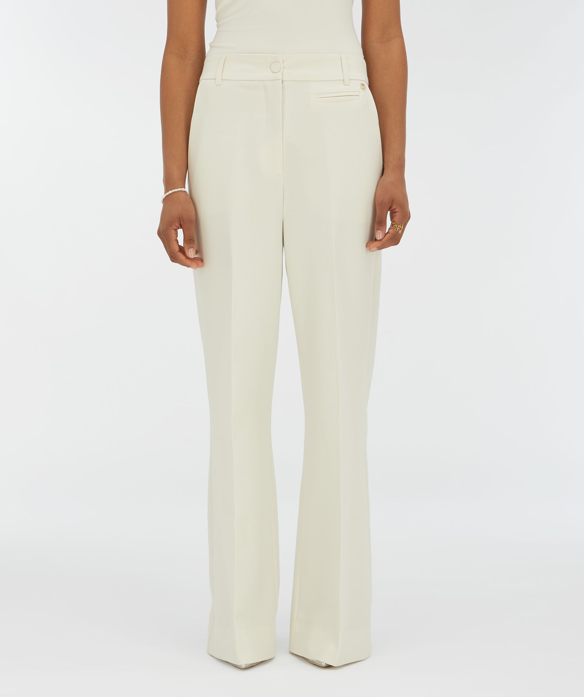 JV-KATE high rise wide leg broek - creme white