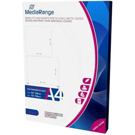 MediaRange Einleger zum Bedrucken für 11,4mm CD-Hüllen, 50 Blatt