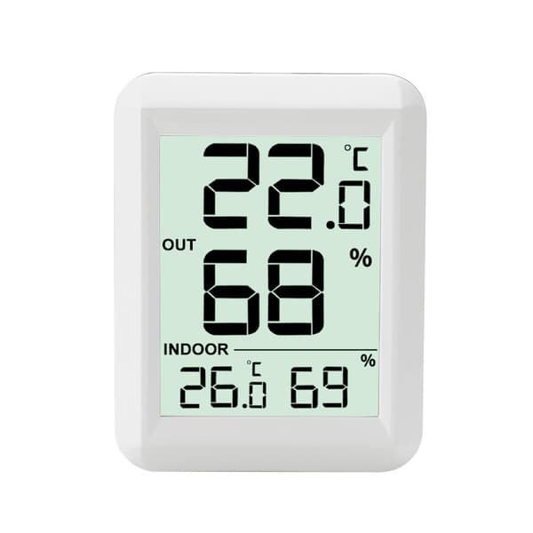 INF Innendørs/utendørs trådløst termometer og hygrometer Hvit