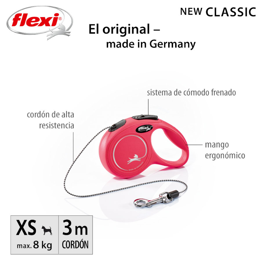 Guia retrátil Flexi New Classic vermelha para cães