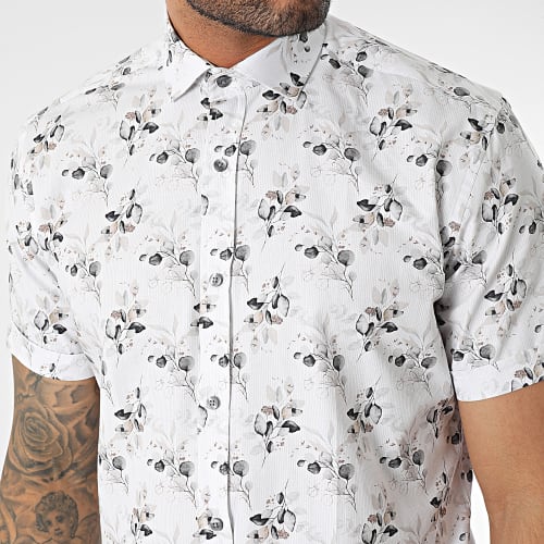 Chemise Manches Courtes Blanc Floral
