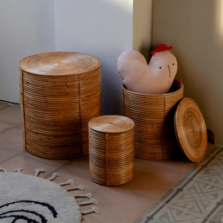 Ferm Living - Column Storage, natürlich gebeizt (3er-Set)