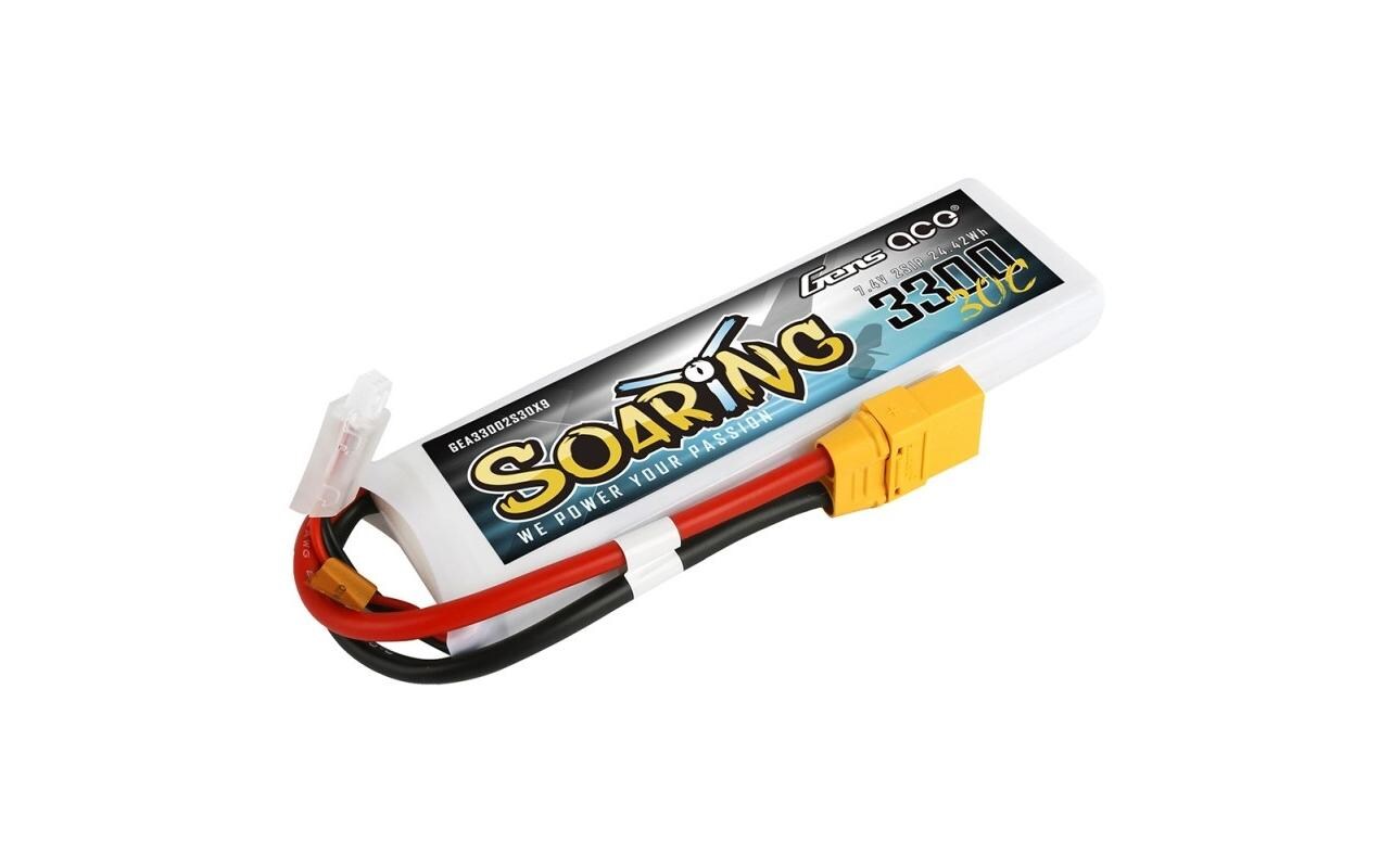 RC-Akku LiPo 3300 mAh 7.4 V 30 C SoaringSoftcase 2S LiPo Akku mit XT90 Stecker für RC Flugmodelle