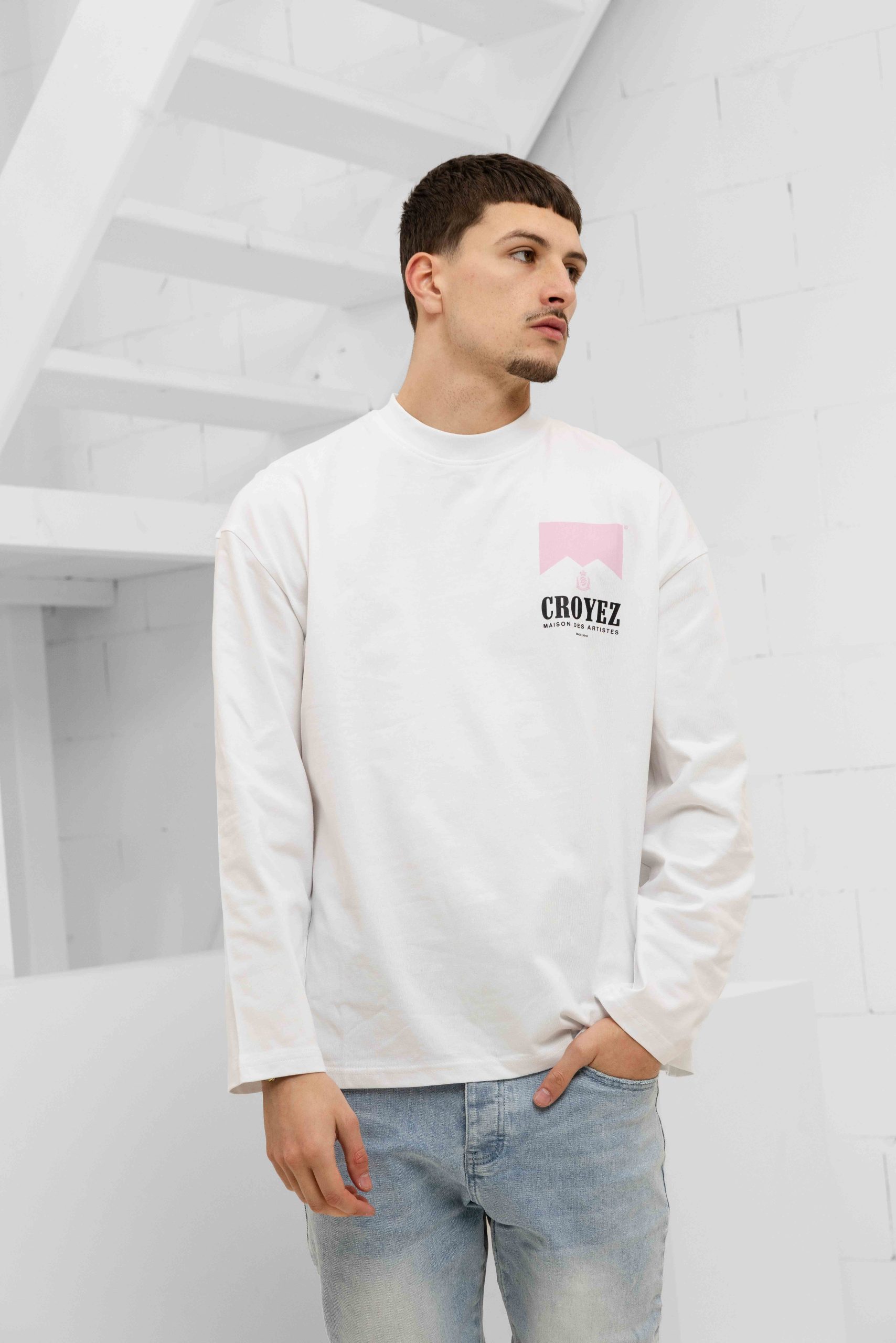 Croyez Maison Fumes Longsleeve T-Shirt Heren Wit