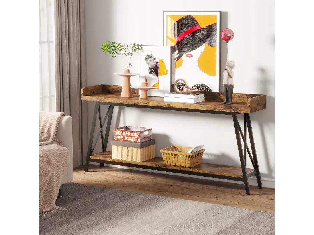 Tribesigns Table Console Derrière Le Canapé 180 cm Extra Longue, Table de Canapé Industrielle Rustique pour Salon, Table de Bar Longue pour Couloir d'Entrée étroite
