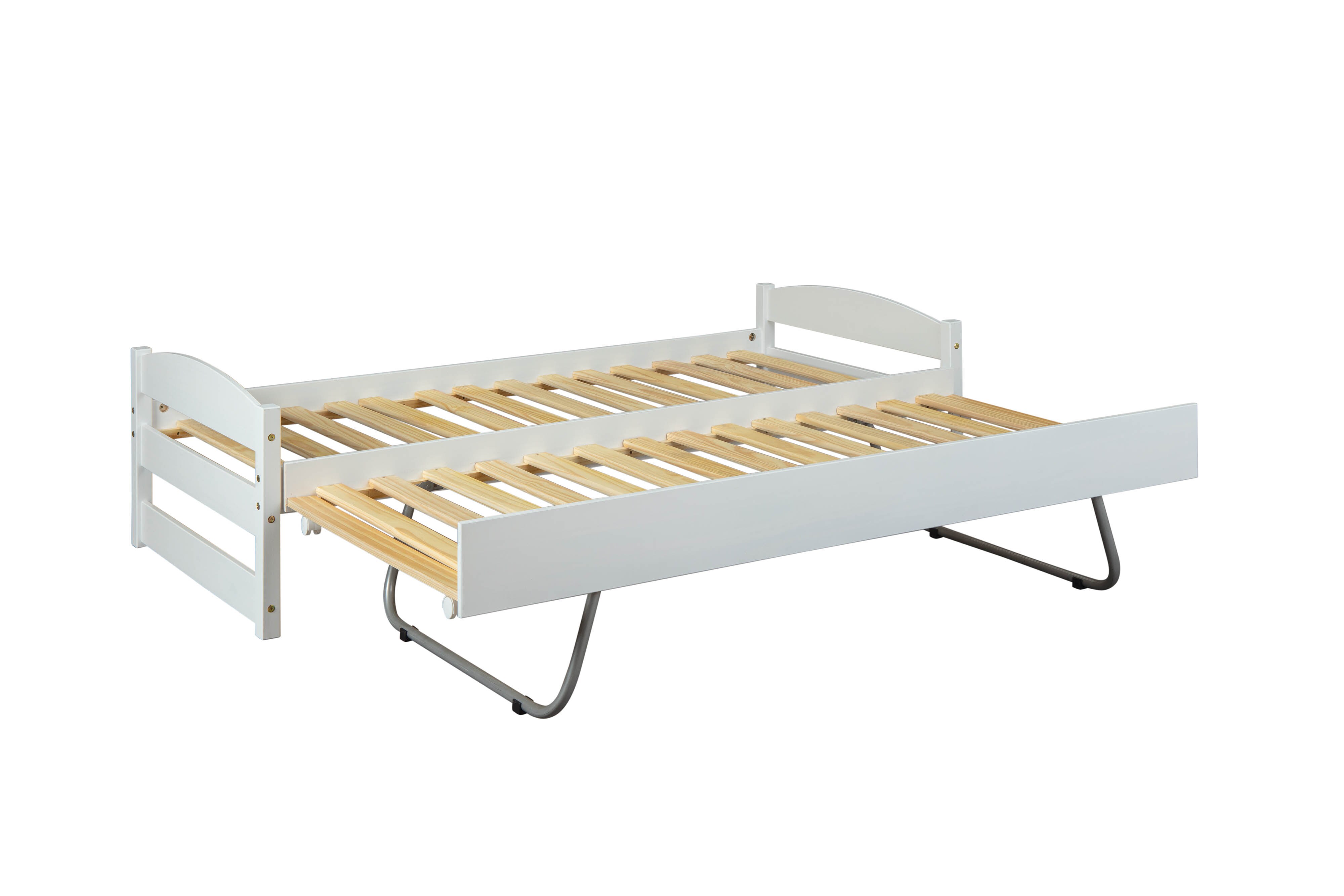 Inter Link Kinderbett Vindas 90x200 cm inkl. Ausziehbett und Lattenrost - Weiss