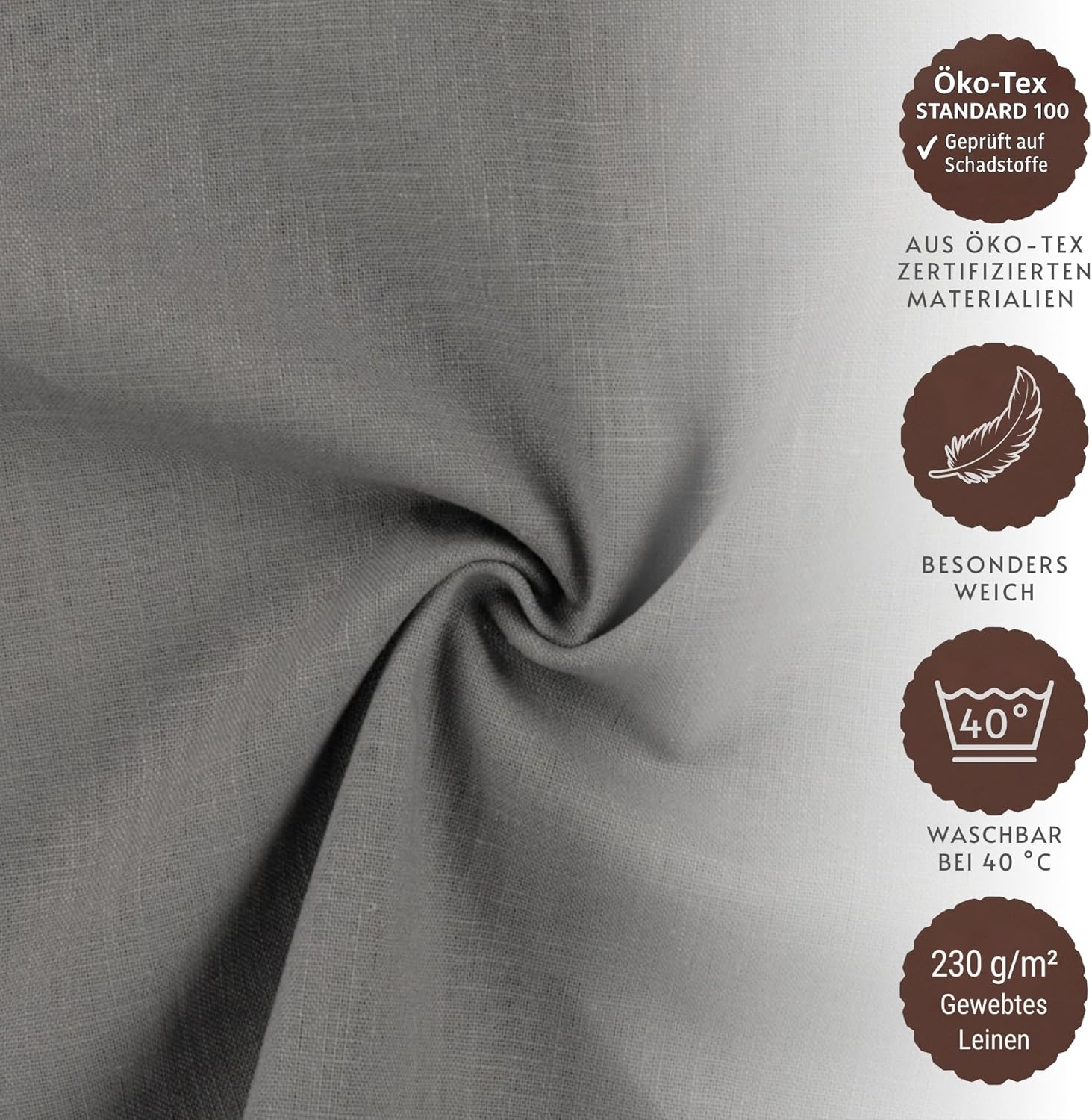 chambry Premium Bettwäsche 100% Leinen - handgefertigt in Deutschland - atmungsaktiv temperaturausgleichend bügelfrei - Bettbezug 135x200cm + Kissenbezug 80x80cm - Anthrazit