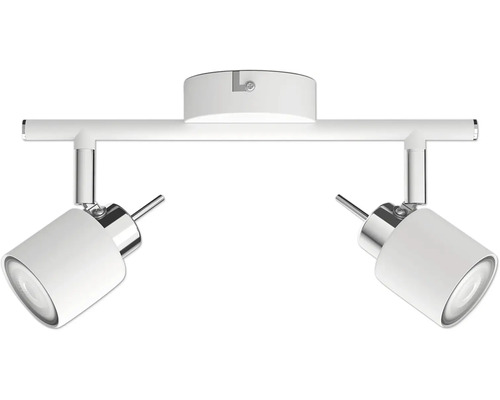 Plafondspot, 2-lichts, geschikt voor GU10/35W-lampen, 27,4 cm breed, wit