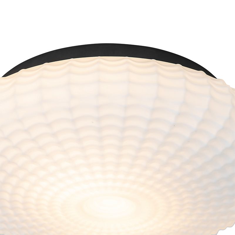 Klassieke plafondlamp zwart met opaal glas 35 cm IP44 - Nohmi