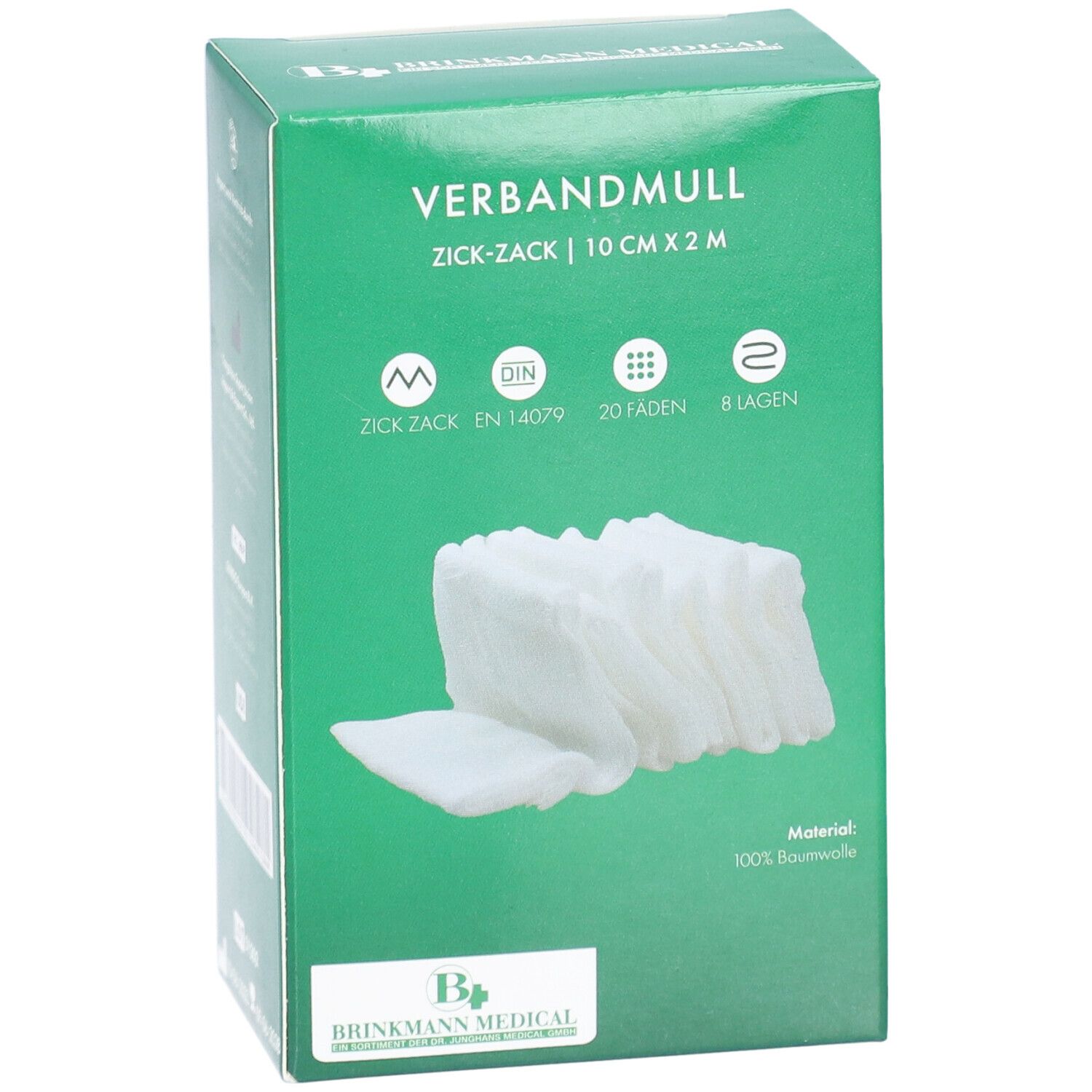 Verbandmull zickzack gelegt 10 cm x 2 m