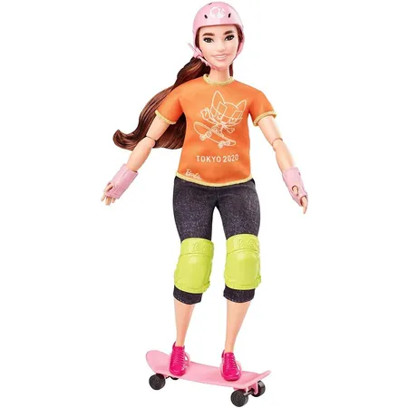 Barbie Olympic Games Tokyo 2020 Skateboarder-Puppe mit Outfit