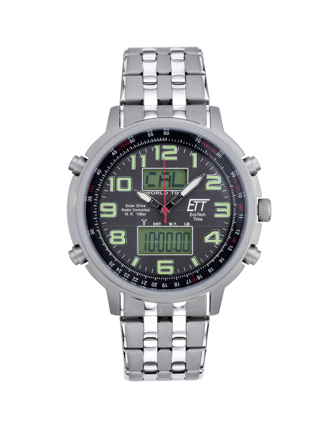 ETT-Funk-Solar-Herrenuhr mit Edelstahlbandgehäuse
