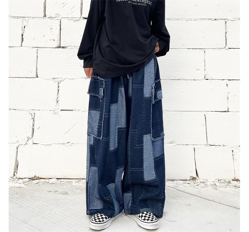 2DAWGS - Patchwork jeans met wijde pijpen