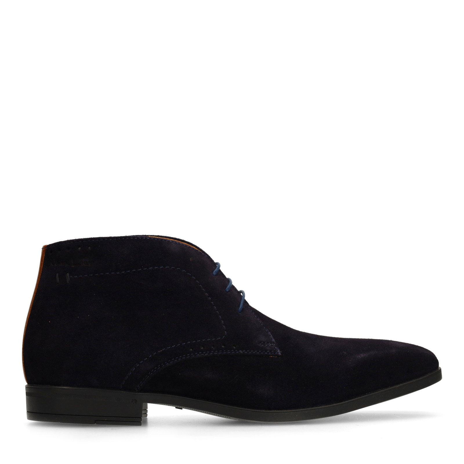 Donkerblauwe suède veterschoenen
