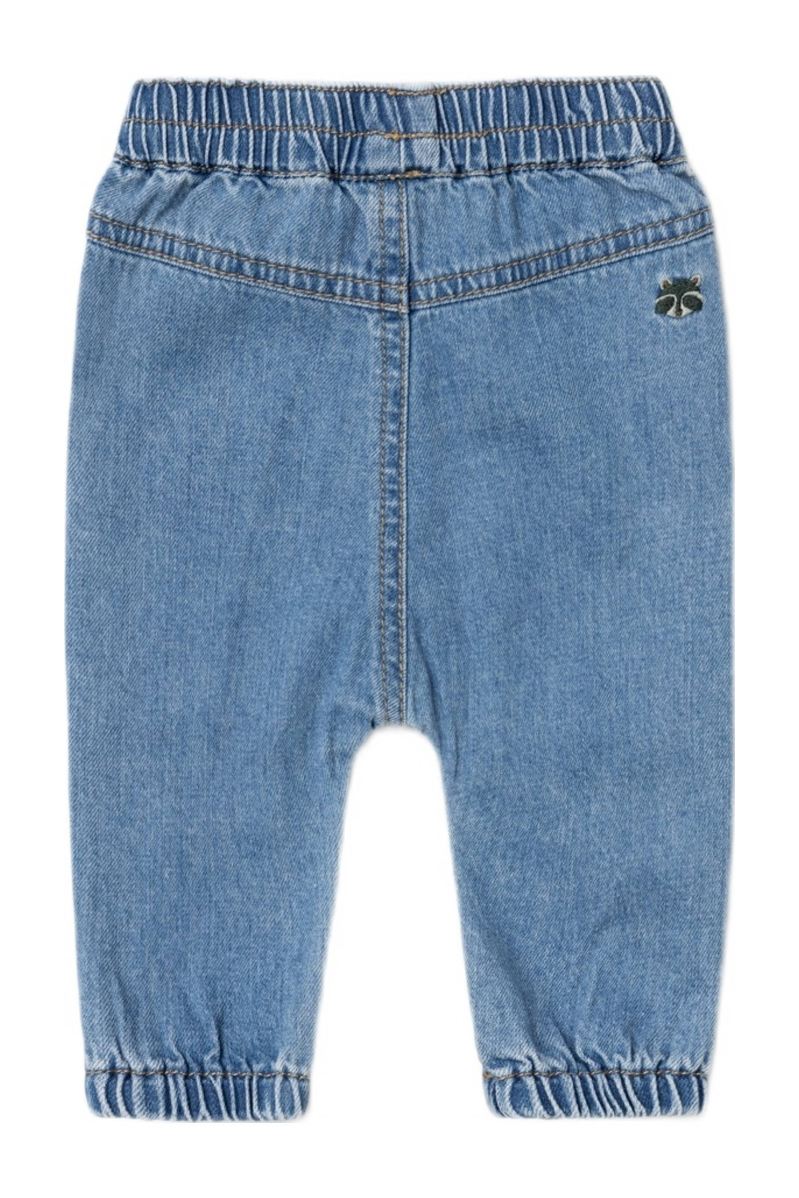 NAME IT baby loose fit jeans NBMBEN met all over print en borduursels medium blue denim