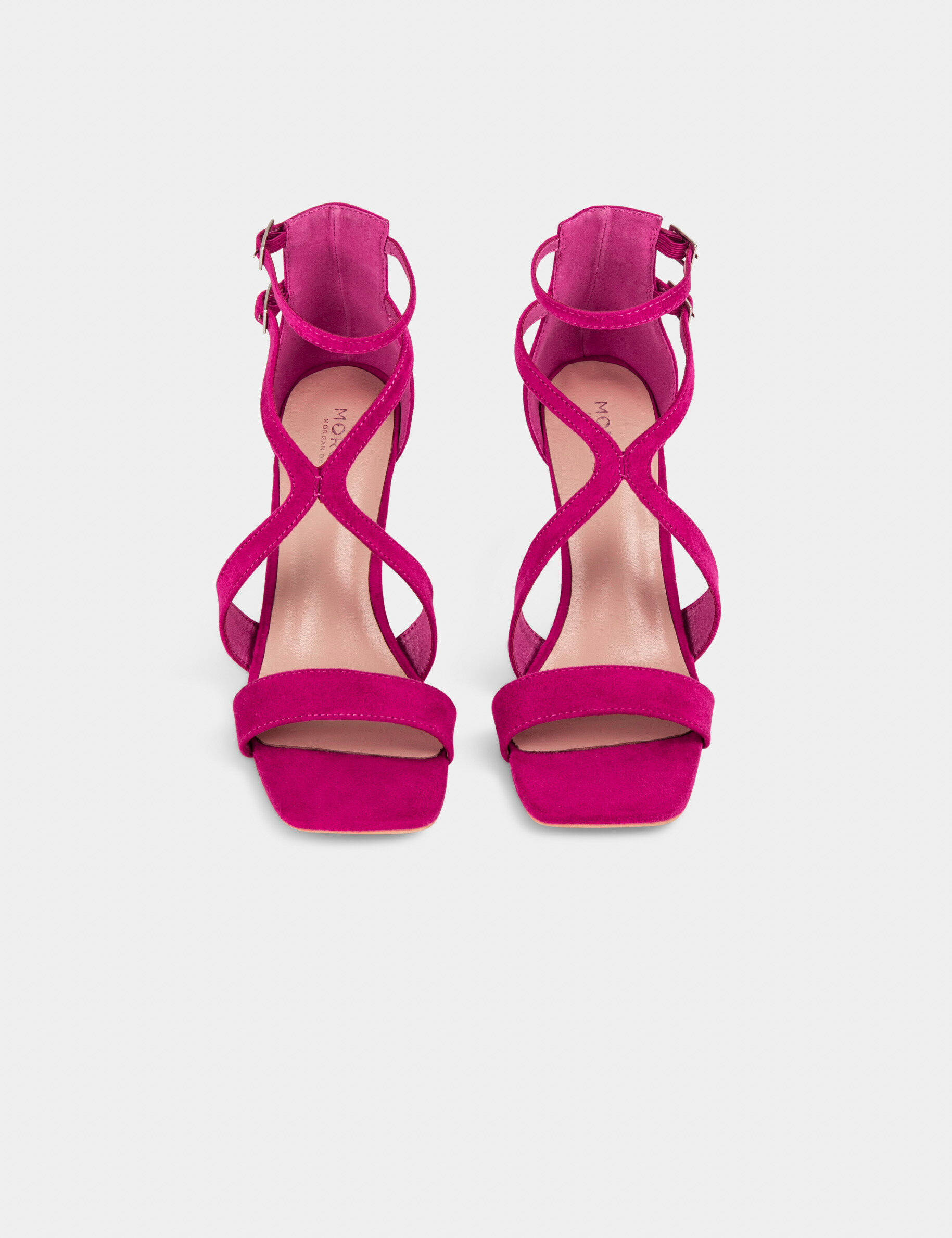 Sandales à talons avec brides rose femme - rose