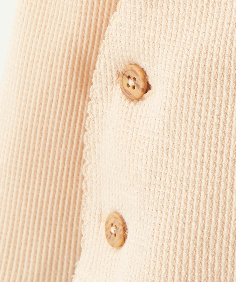 CARDIGAN CACHE-COEUR BÉBÉ EN COTON NID D'ABEILLE ROSE POUDRÉ