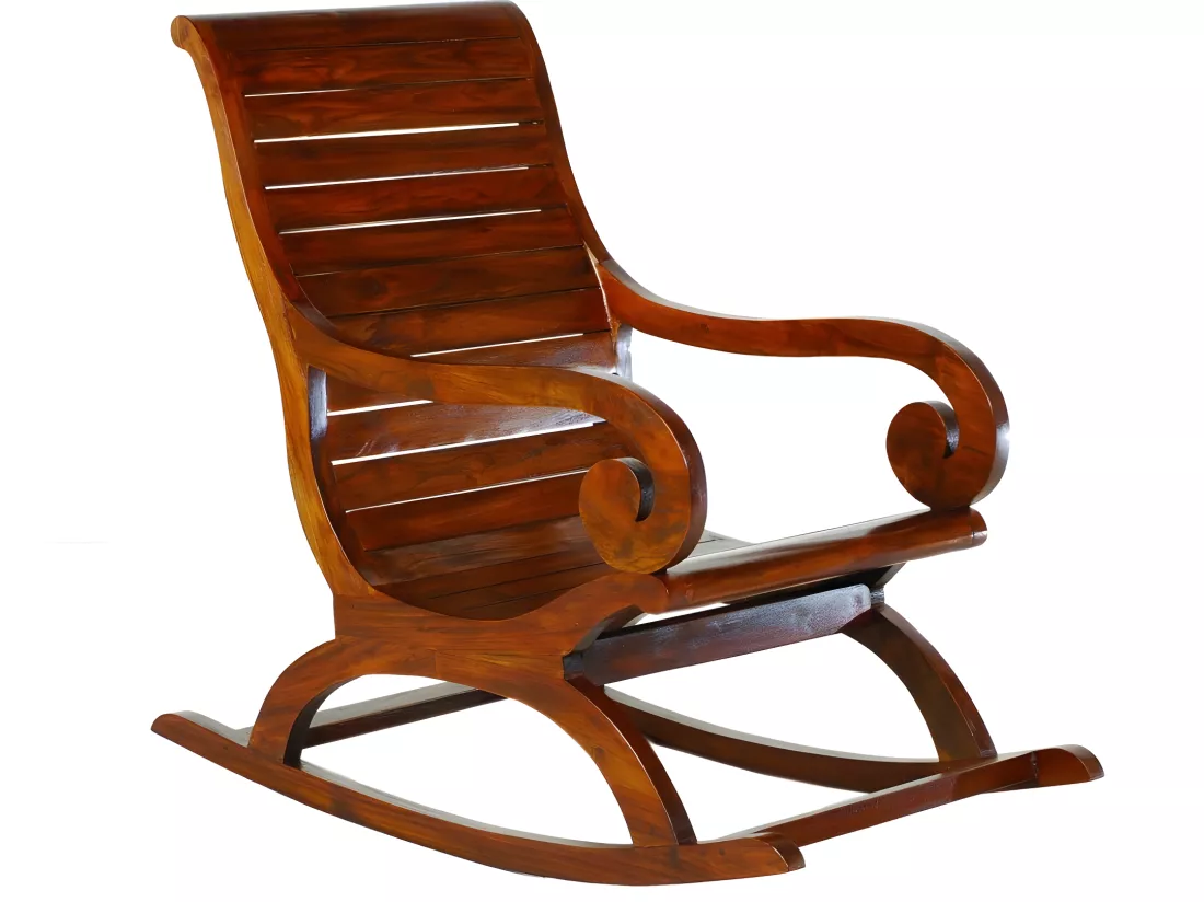 EDEN - Rockingchair marron bois Mindi