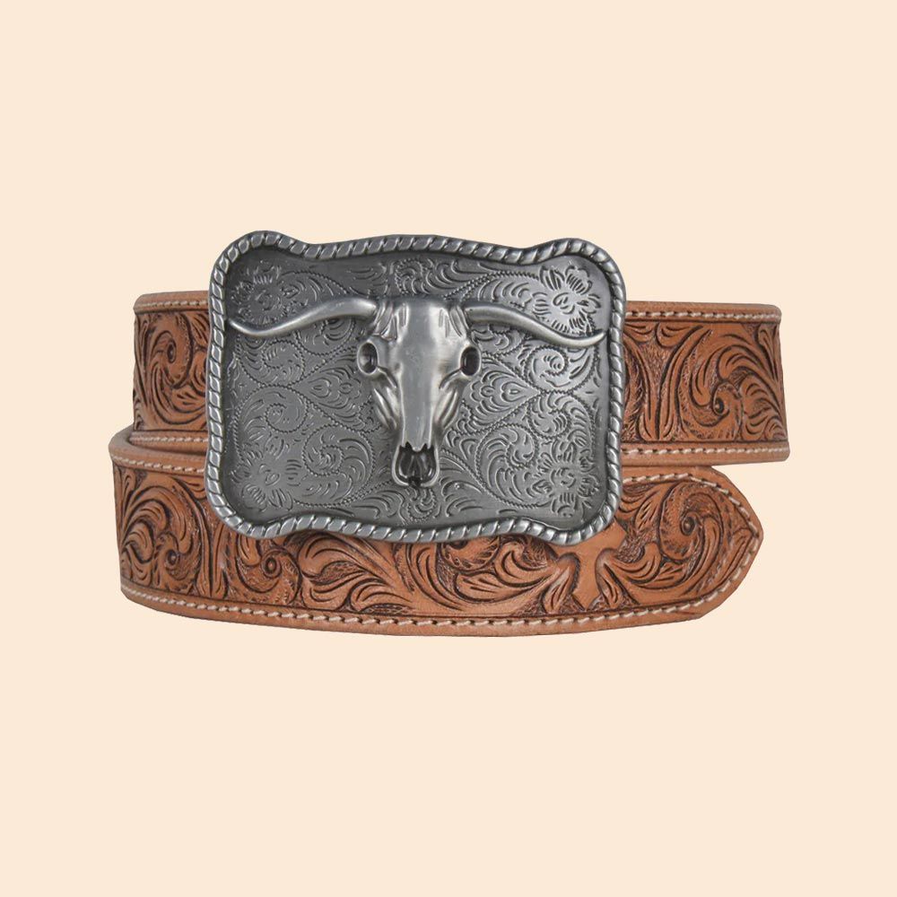 Myra Bag Structured Hand-Tooled Leather Belt