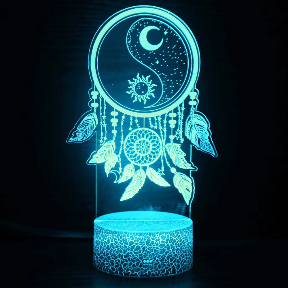 3D LED Acryl Lampe Nachtlicht Deko Lampe inkl. Fernbedienung (USB/Batteriebetrieben) - Traumfänger