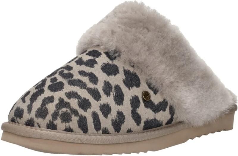 Warmbat Collie Print Panther Dames Sloffen Taupe