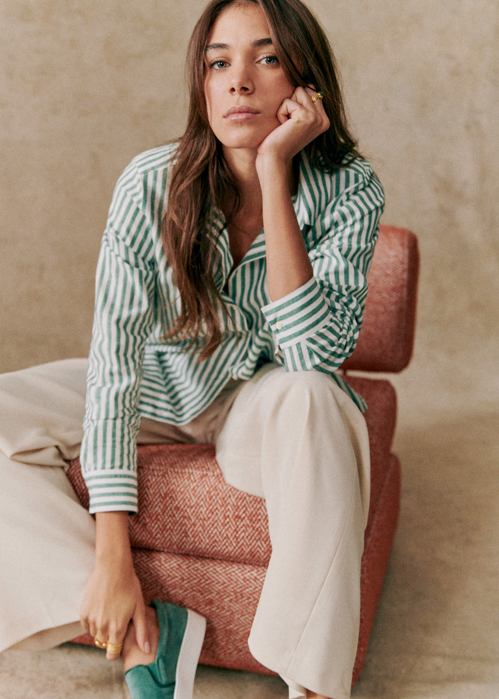 Chemise Tomboy - Rayure Écru Vert - E-SHOP/CHEMISES & BLOUSES 5905283