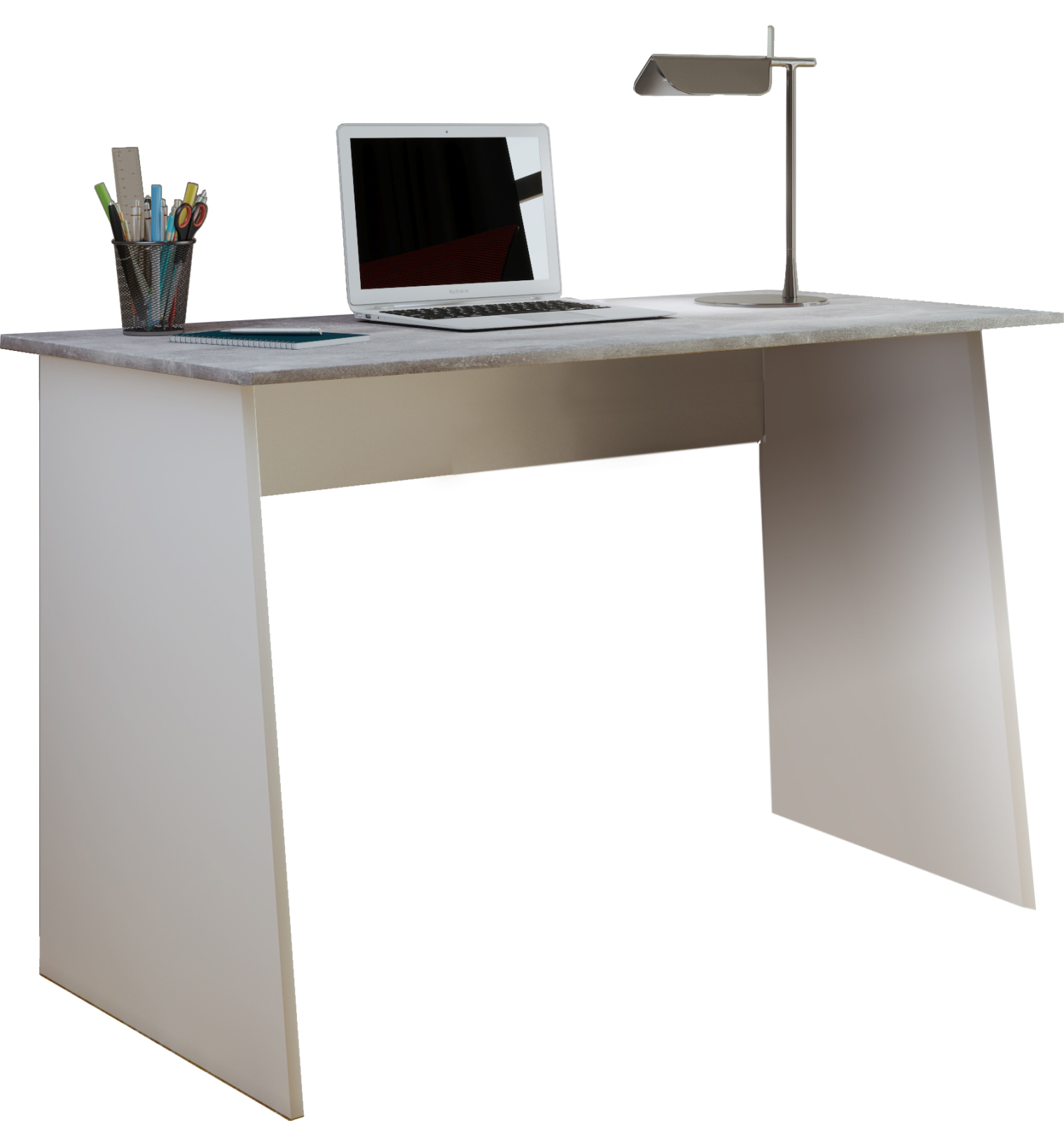 Schreibtisch MASOLA MAXI - weiß-Beton-Optik - 110 cm