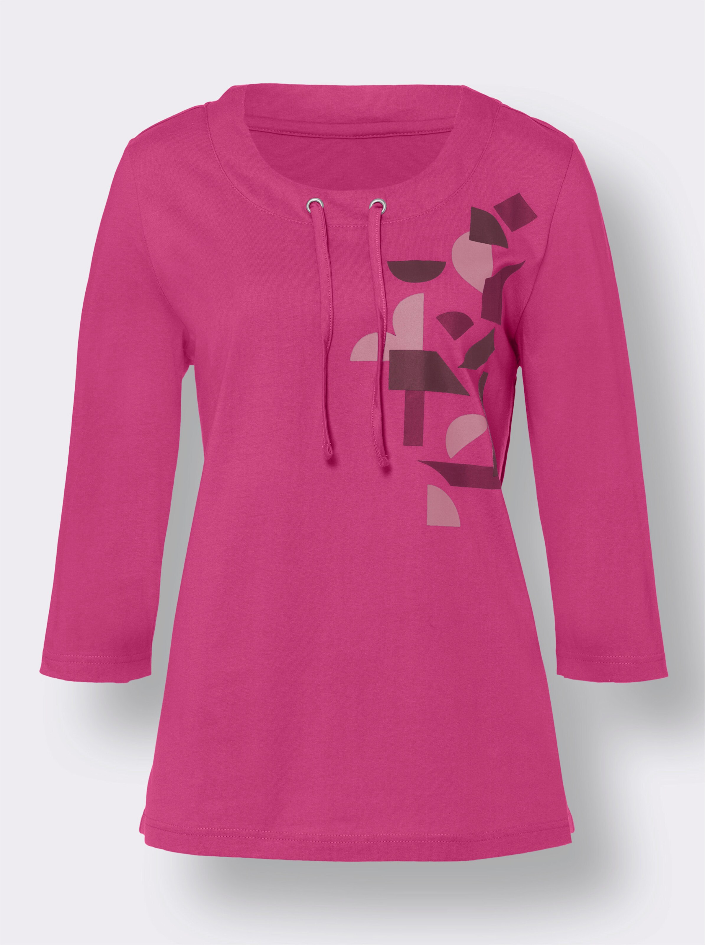 34-Arm-Shirt mit Print im Vorderteil