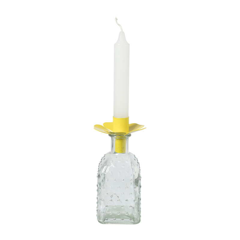 Kaarsenhouder voor fles bloem - diverse kleuren - ø7x5 cm