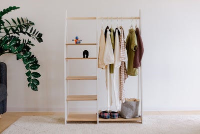 Duck Woodworks Knaggrekke med Hyller, Hvit