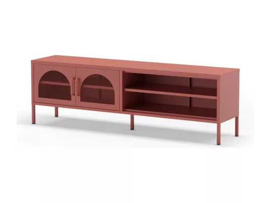 Zio - Meuble TV 2 portes en métal L160cm - Terracotta