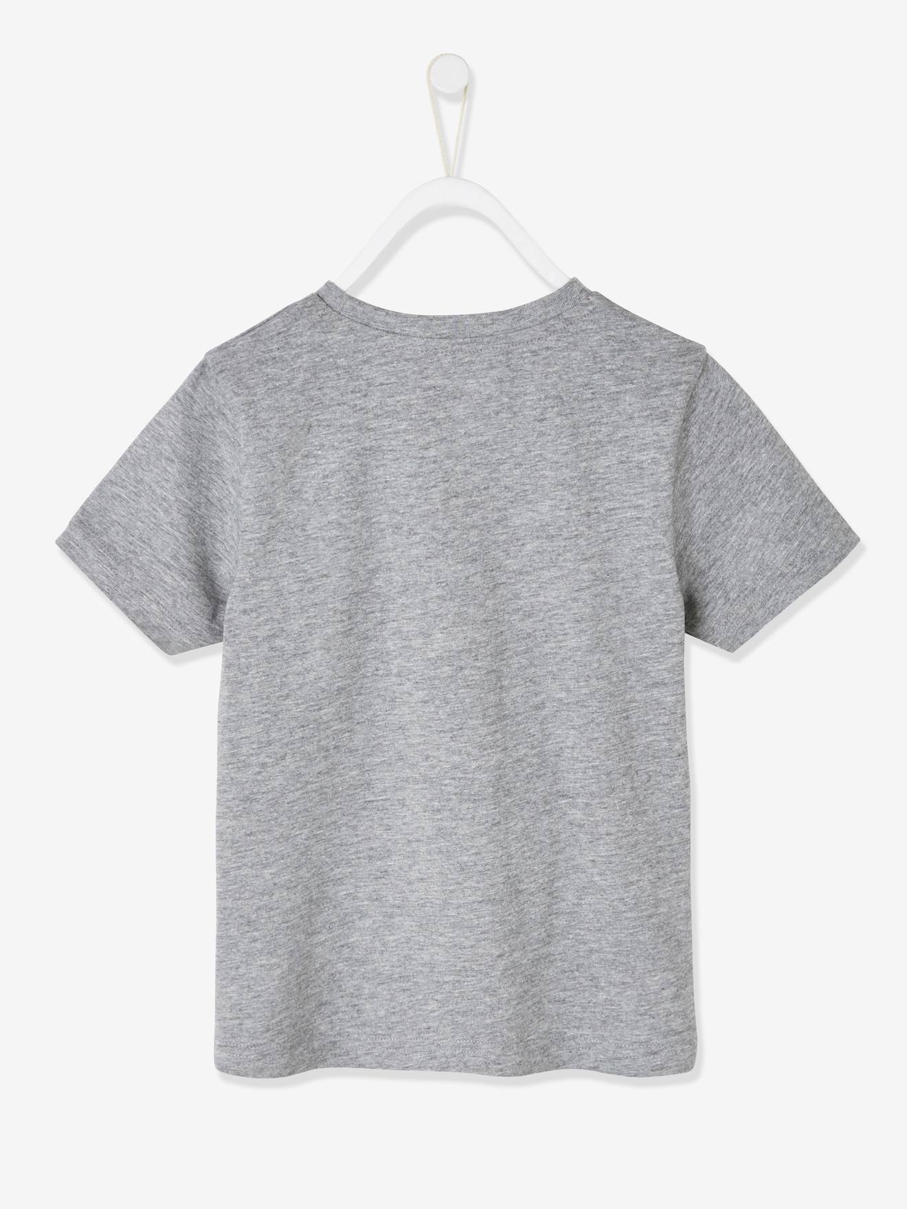 Camisa de futebol com bola em relevo, para meninos, cinza mesclado médio