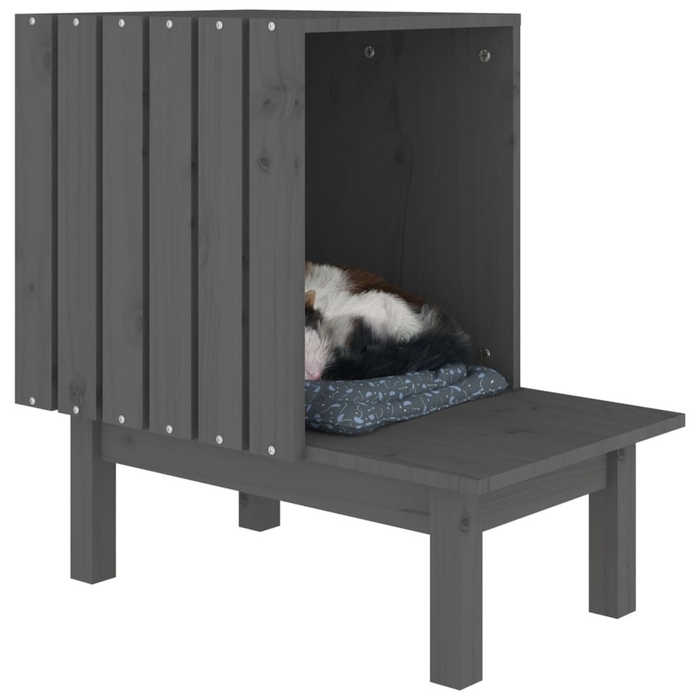 Maison pour chat gris 60x36x60 cm bois de pin massif