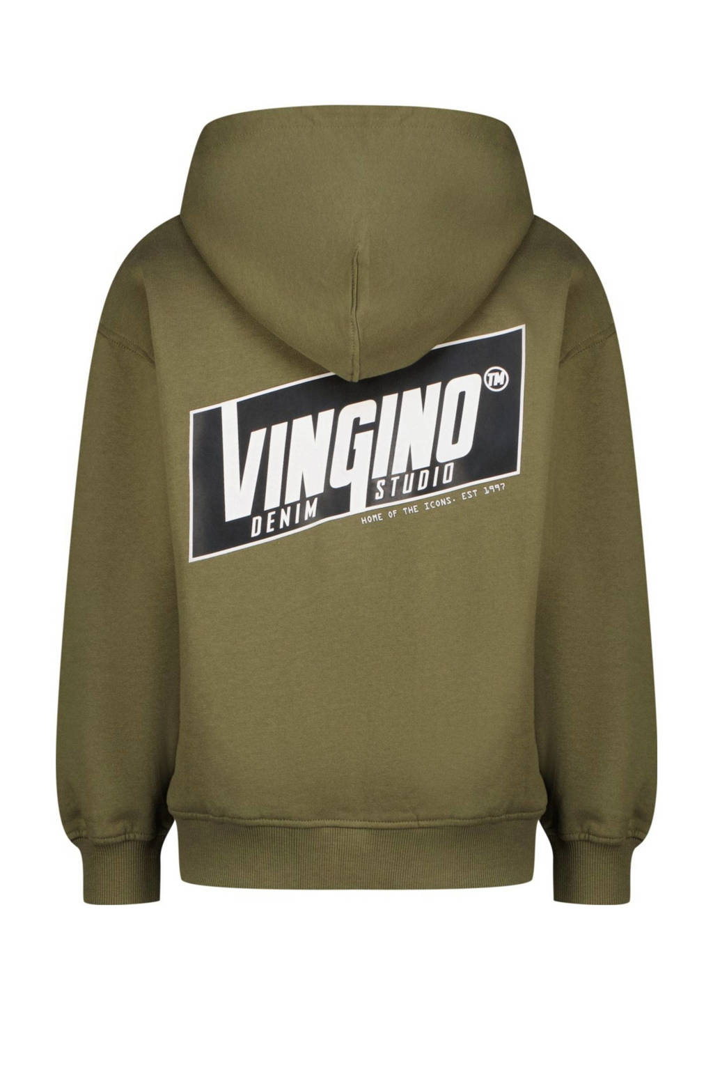 Vingino sweatvest Ovio met backprint armygroen