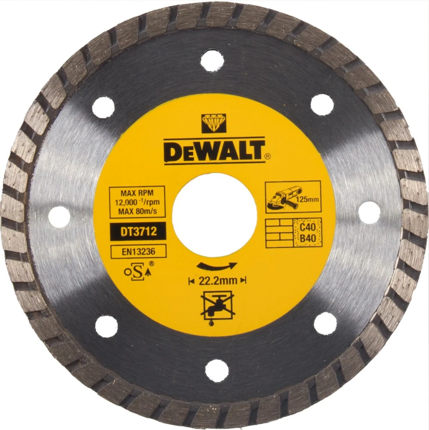 DeWALT DT3712 Diamantdoorslijpschijf - 125 x 22,23 x 2,2mm - natuursteen