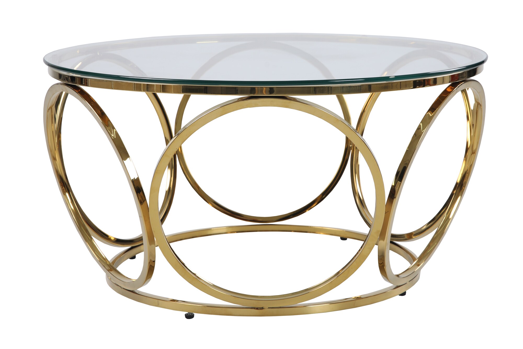 Couchtisch Ø 80 cm gold Glastisch Beistelltisch Sofatisch Wohnzimmertisch