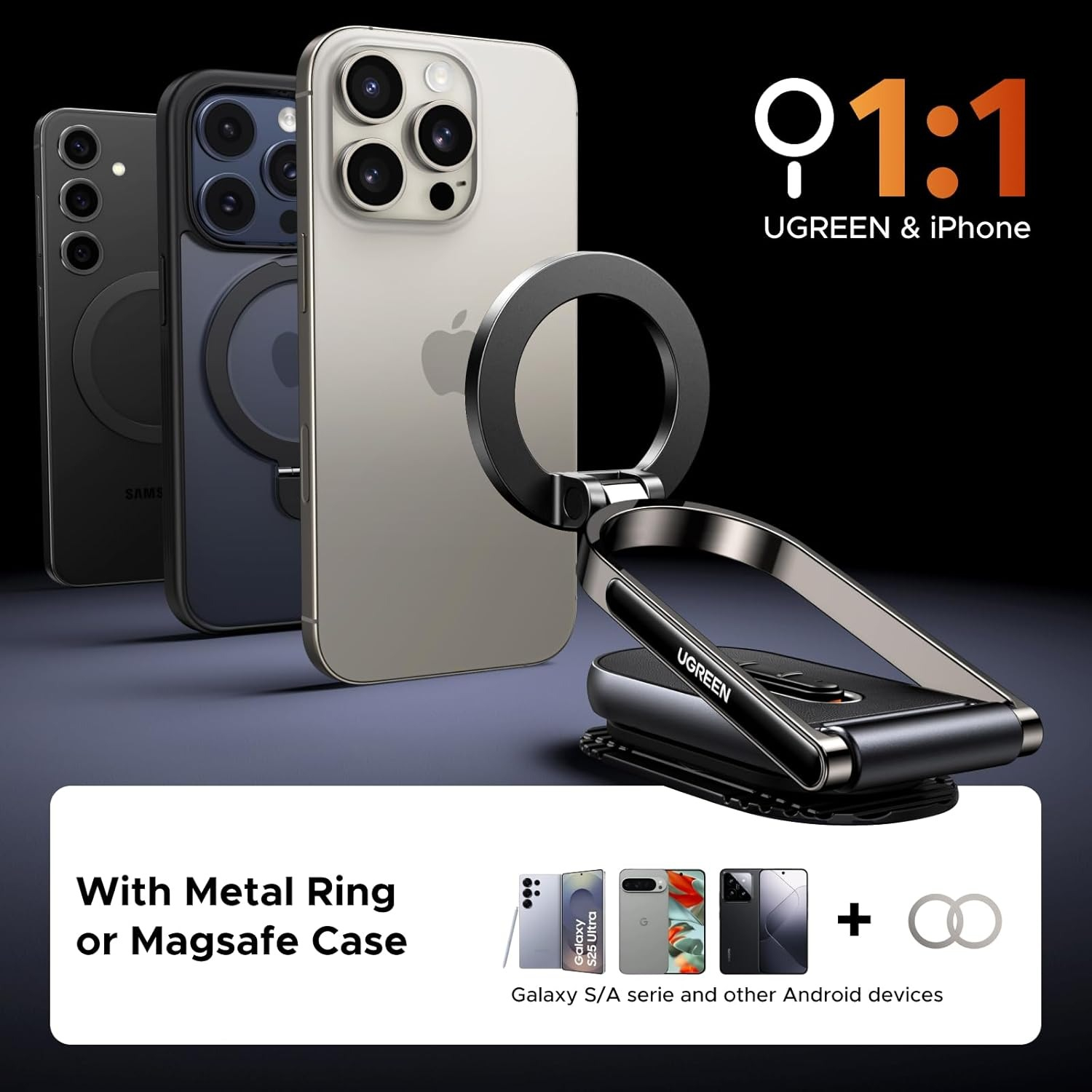 iPhone Smartphone MagSafe KFZ Auto-Halterung mit Neodym-Magneten (65186) - Schwarz
