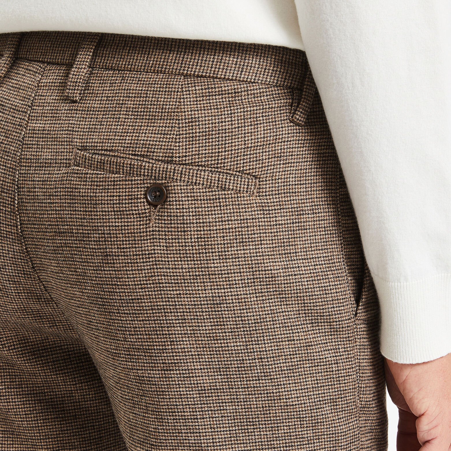Pantalon chino slim à plis contenant de la laine Marron