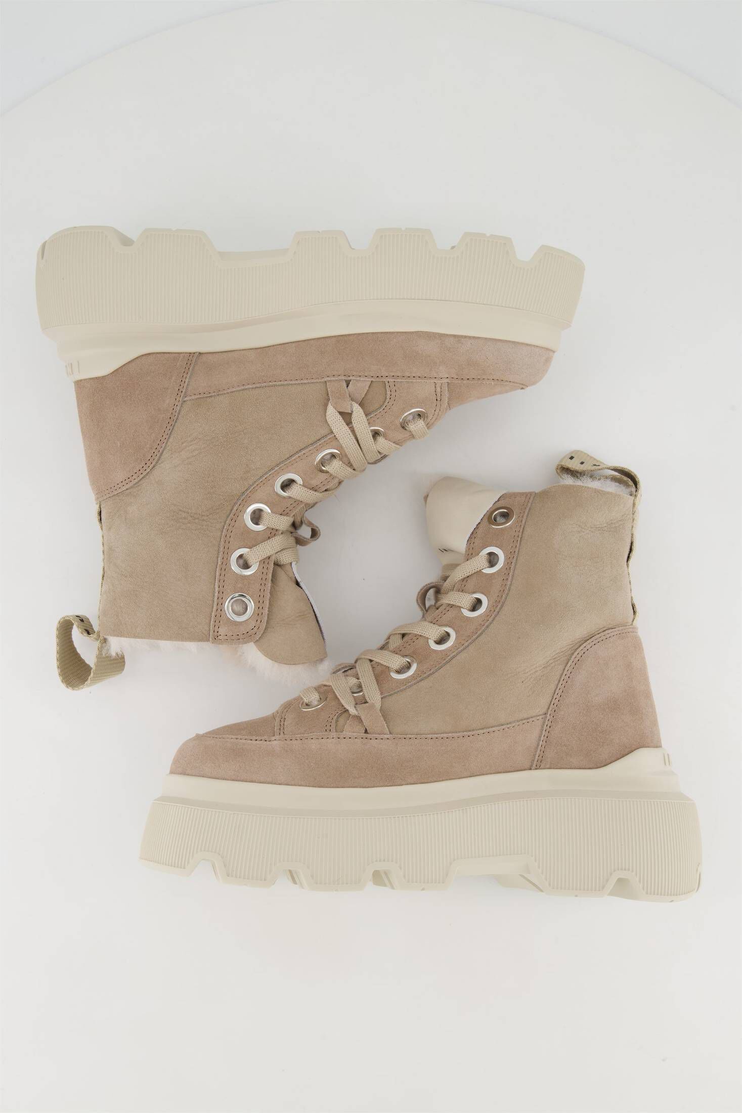 INUIKII| Damen Schnürboots MATILDA SHEARLING Leder und Lammfell