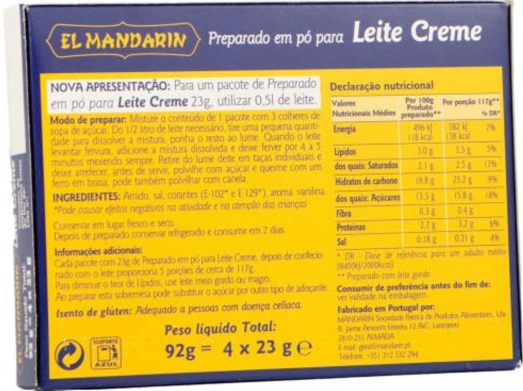 LEITE CREME MANDARIM 4UN 92G